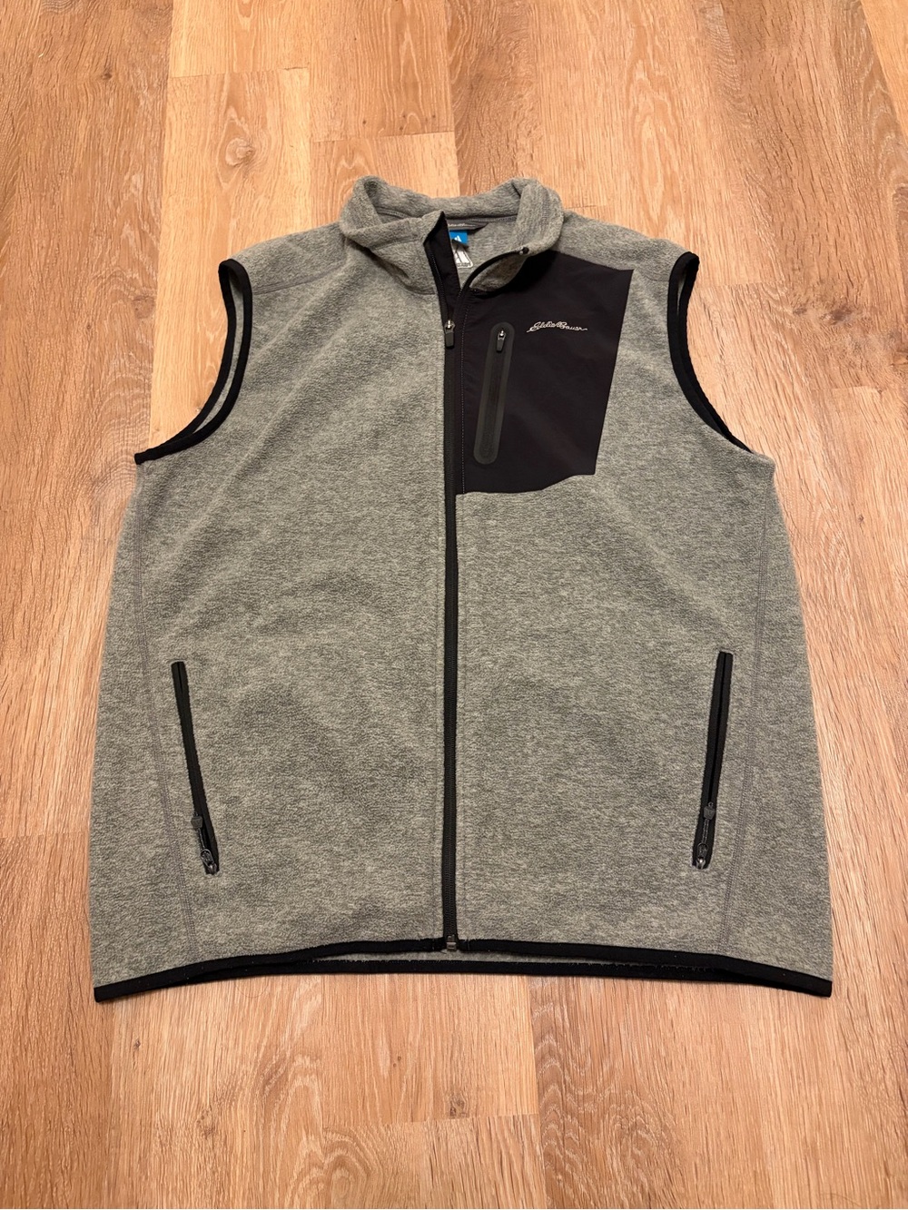 Eddie Bauer First Ascent Men’s Gray Fleece Vest Sz L Full Zip Colorblock